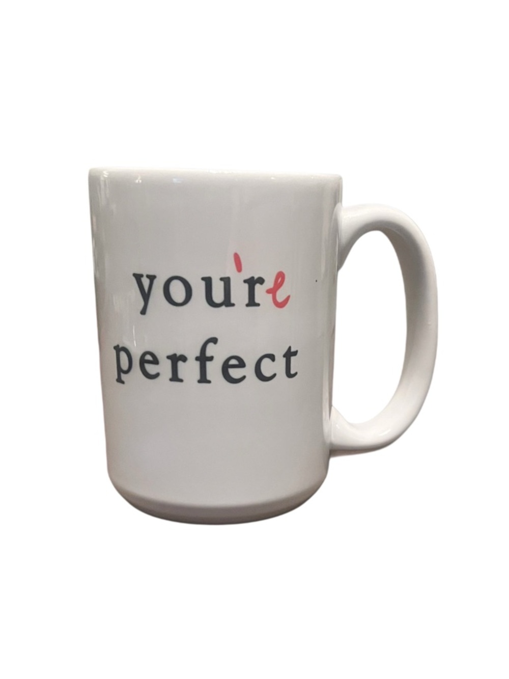Inspirational 12oz White Ceramic 'You're Perfect' Mug with Pink Accent